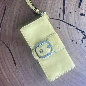 Yellow Coach Patent Leather Wristlet